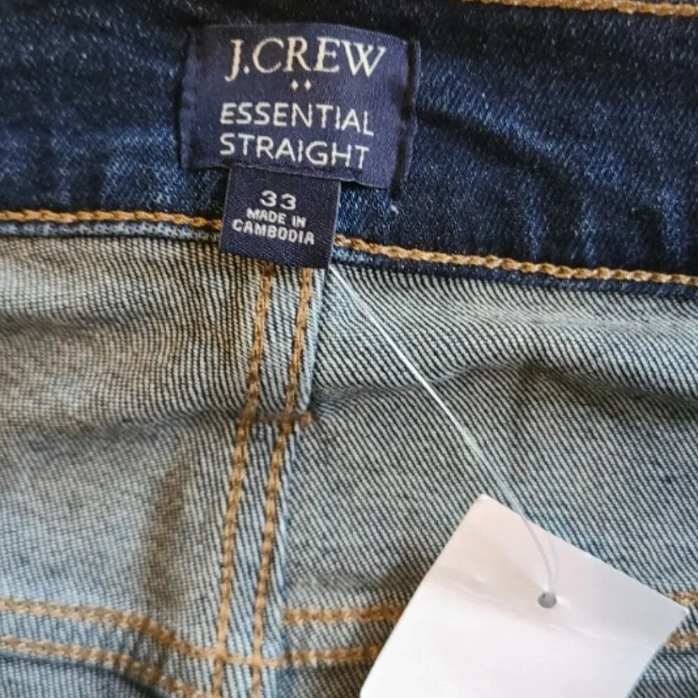 NEW NWT! J.CREW ESSENTIAL STRAIGHT LEG JEANS STRETCH HIGH RISE CROPPED sz 33